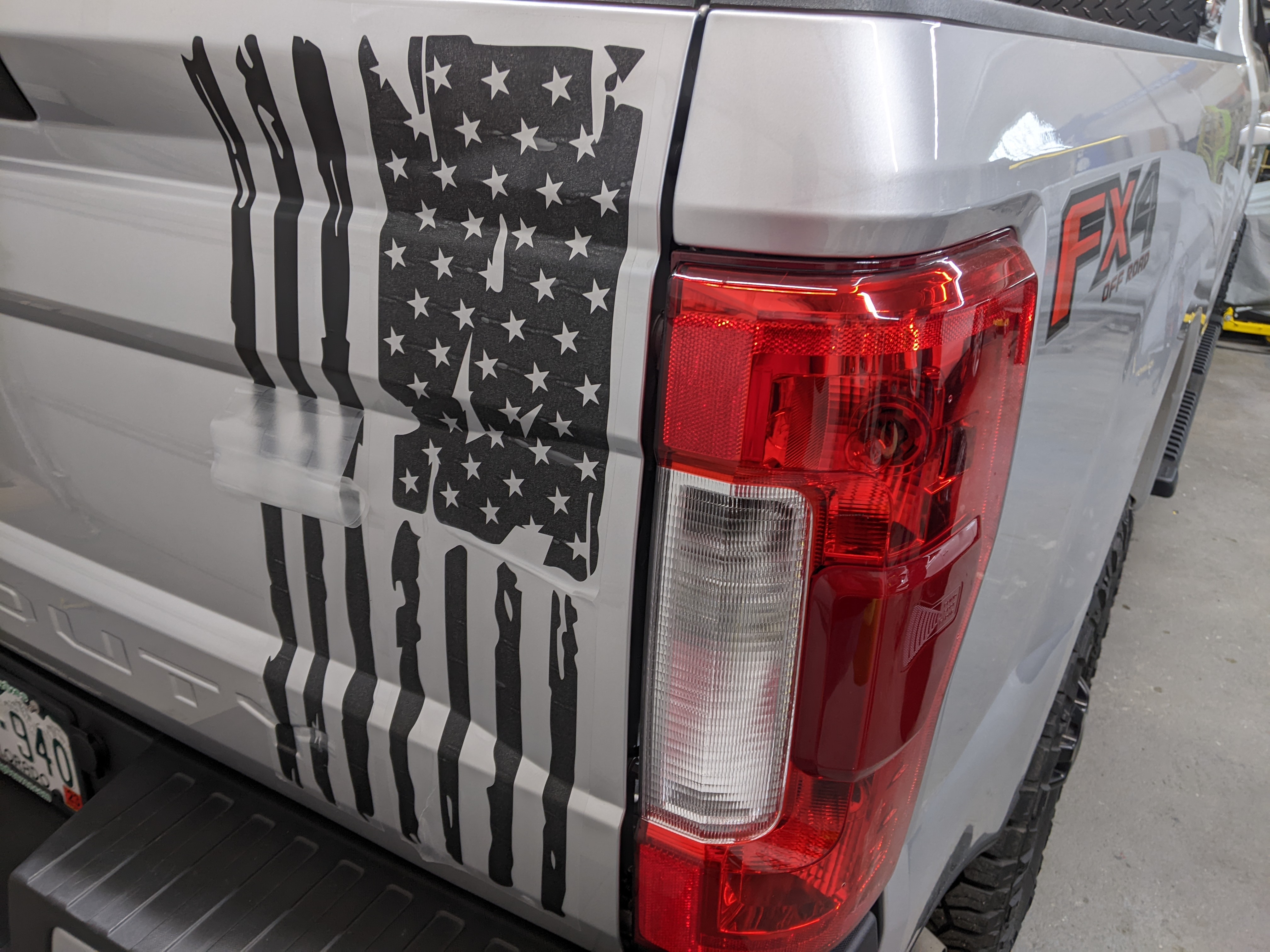 Decal applied to the tailgate of the 2019 Ford F-250.