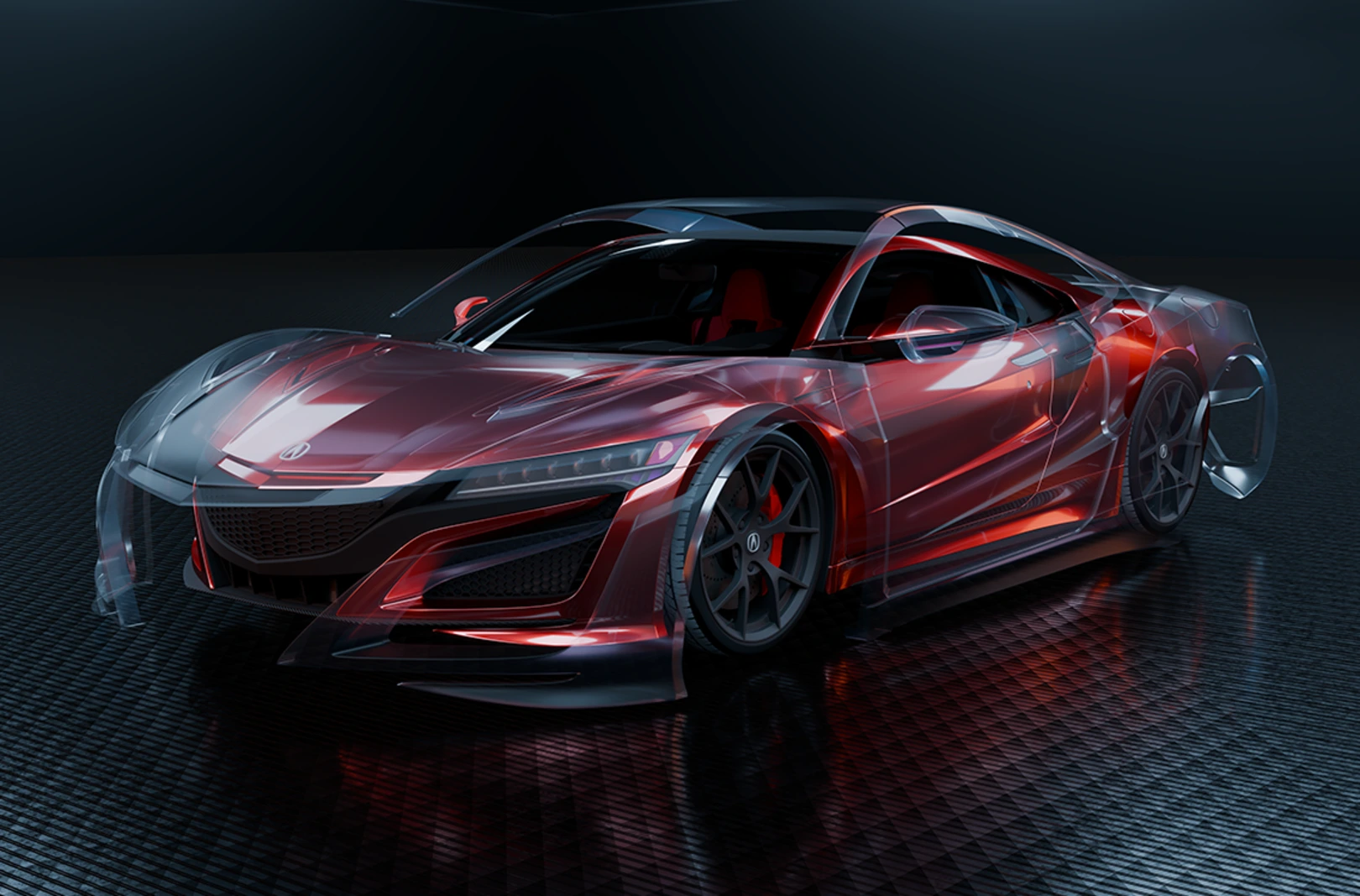 3D visualization of a 2022 Acura NSX with full vehicle PPF coverage at Pro-Tech Auto Shield in Wheat Ridge
