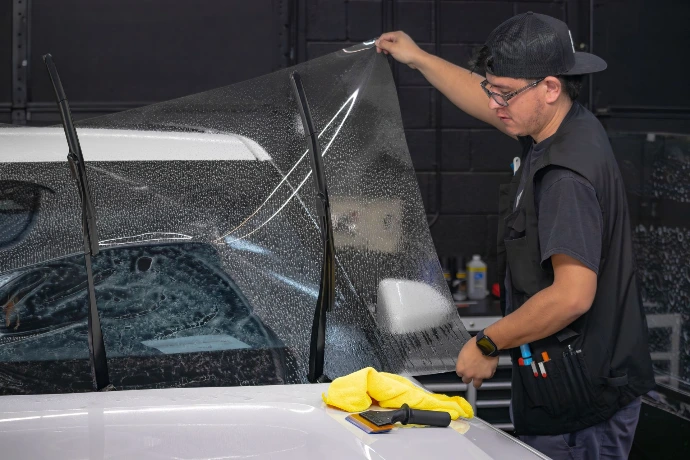 Professional installation of windshield protection film (WPF) at Pro-Tech Auto Shield in Wheat Ridge