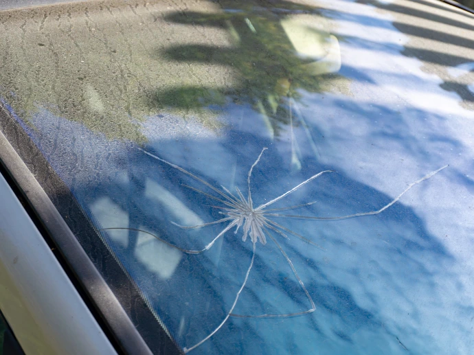 Cracked car windshield