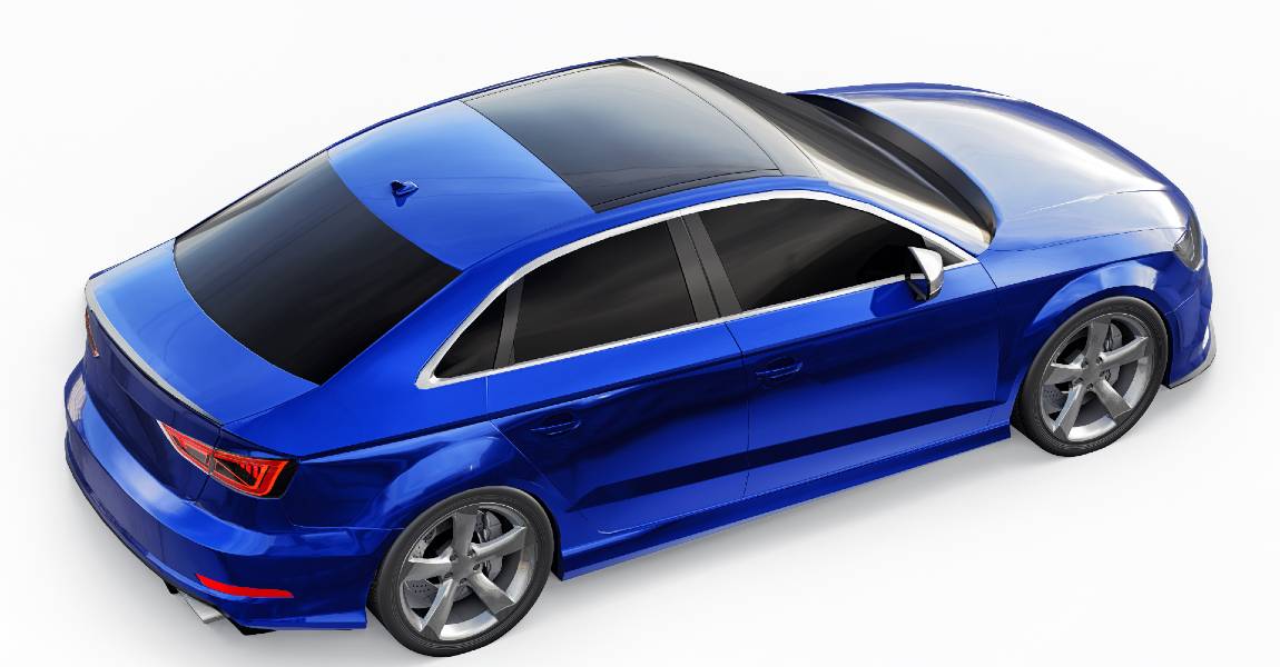 glossy blue car