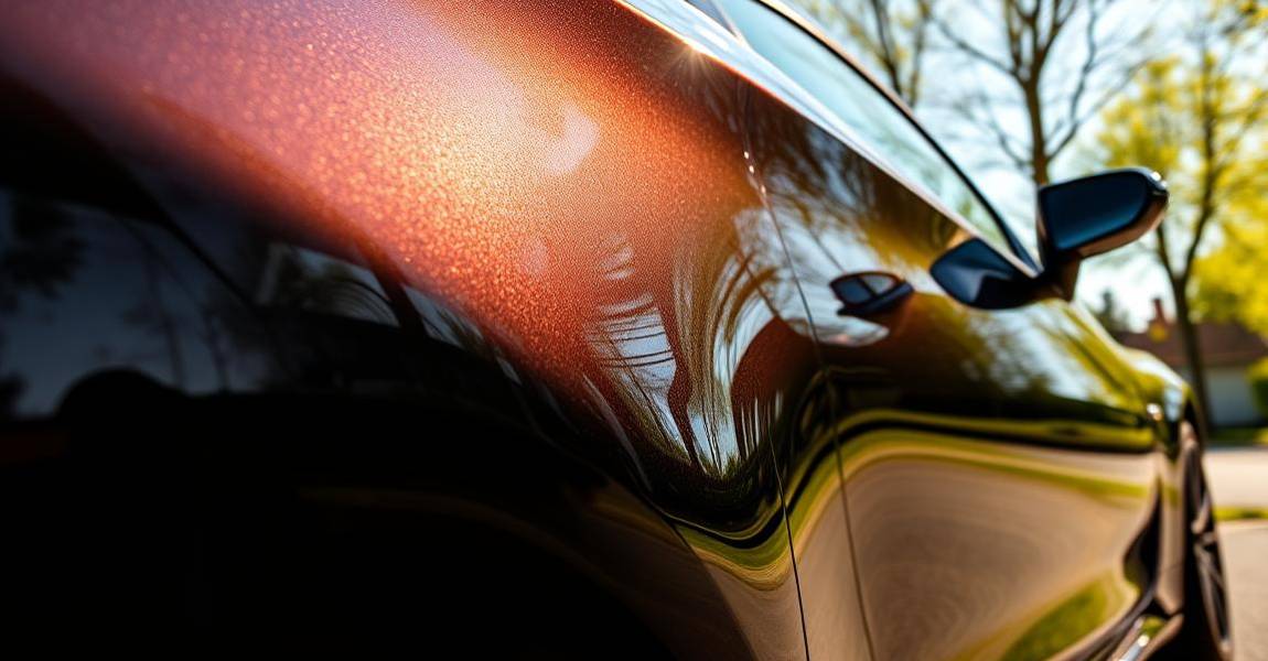 freshly ceramic coated car glistens in the sunlightt