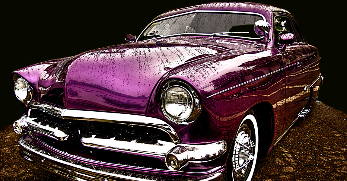 ceramic coating for classic cars with shiny exterior purple paint